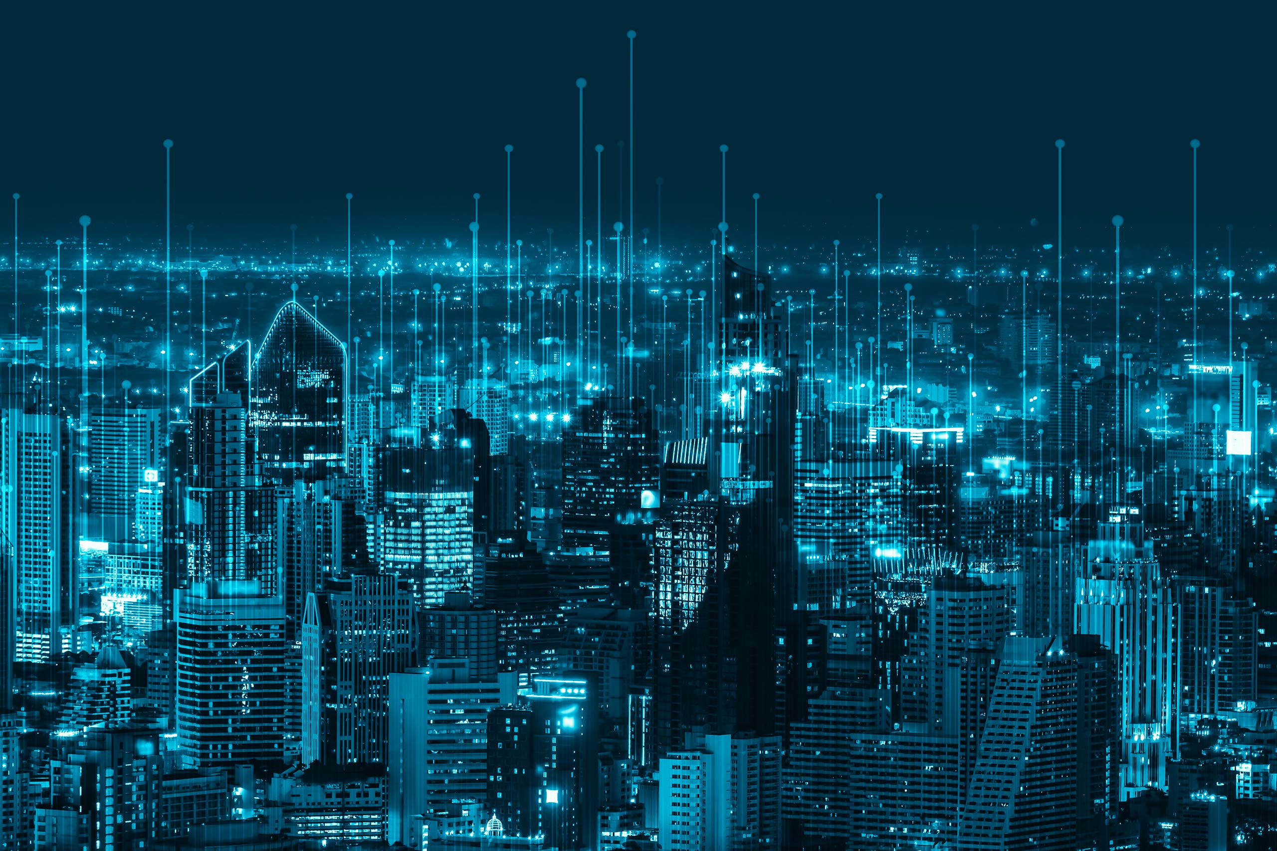Abstract city image with blue light.