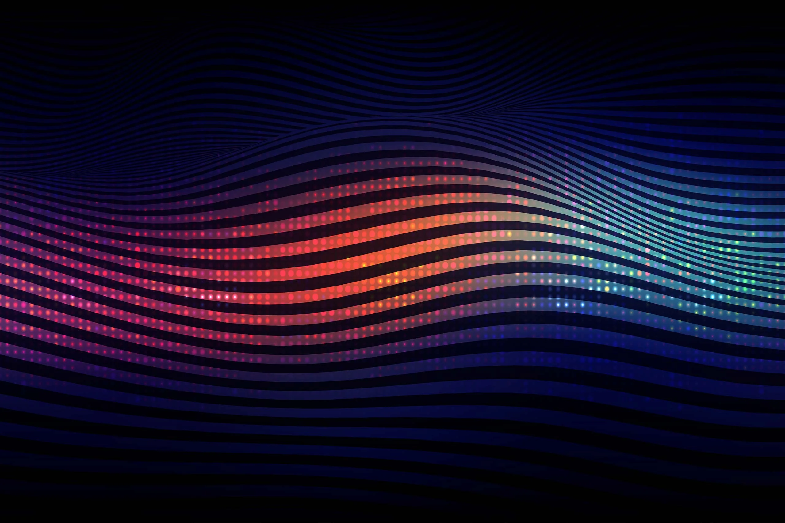 Abstract image with lines in waves in different colours.