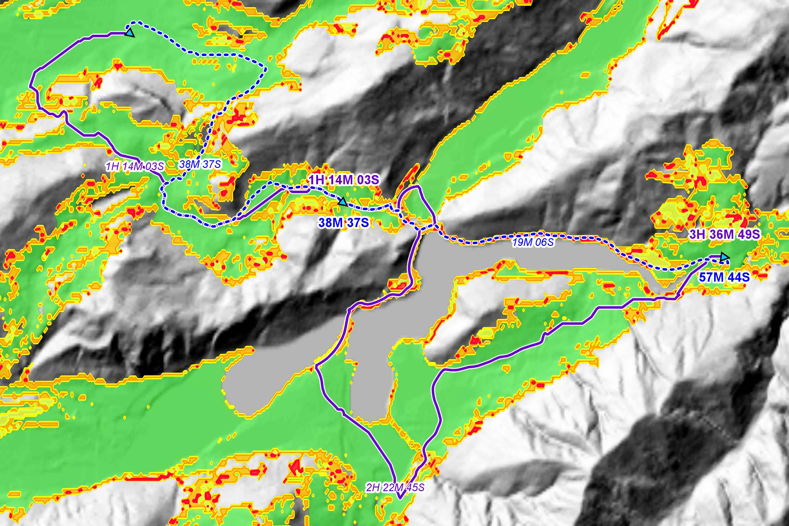Planning an off-road route with Carmenta’s technology, analyzing terrain for resilient routes resistant to obstacles.
