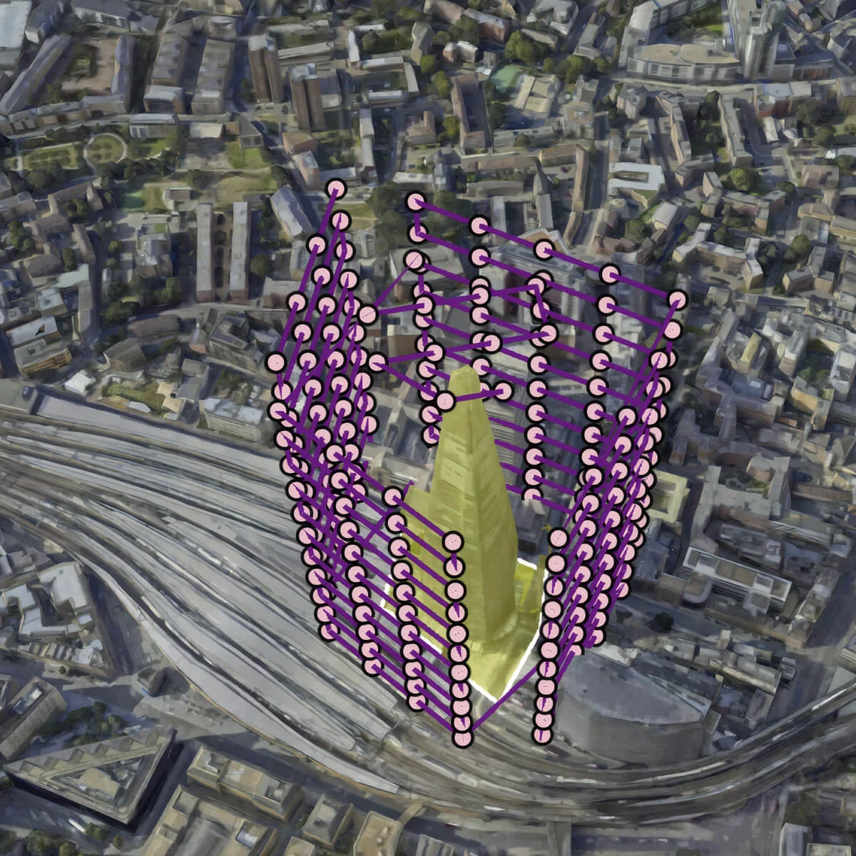 These wrap around 3D objects like buildings or towers, capturing all sides with consistent standoff distance.