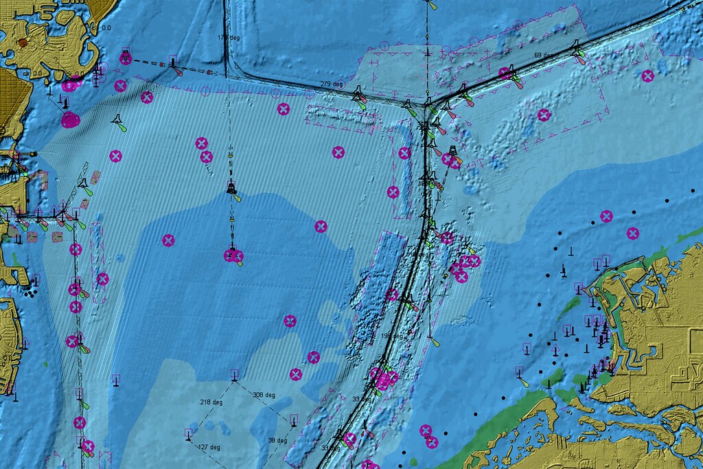 Nautical data with support for IHO S-57 and S-63 formats, including Additional Military Layers (AML)