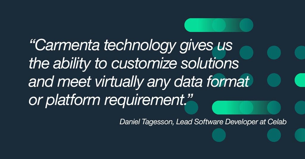 Quote from Daniel Tagesson at Celab: Carmenta technology gives us the ability to customize solutions and meet virtually any data format och platform requirement.