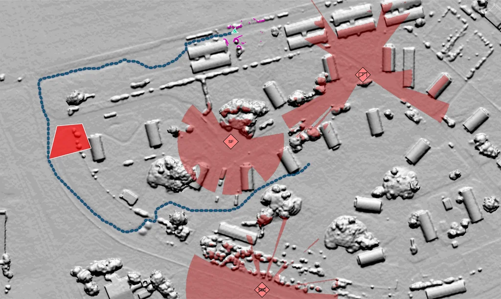 Visualization of a stealth route using Carmenta Engine analysis