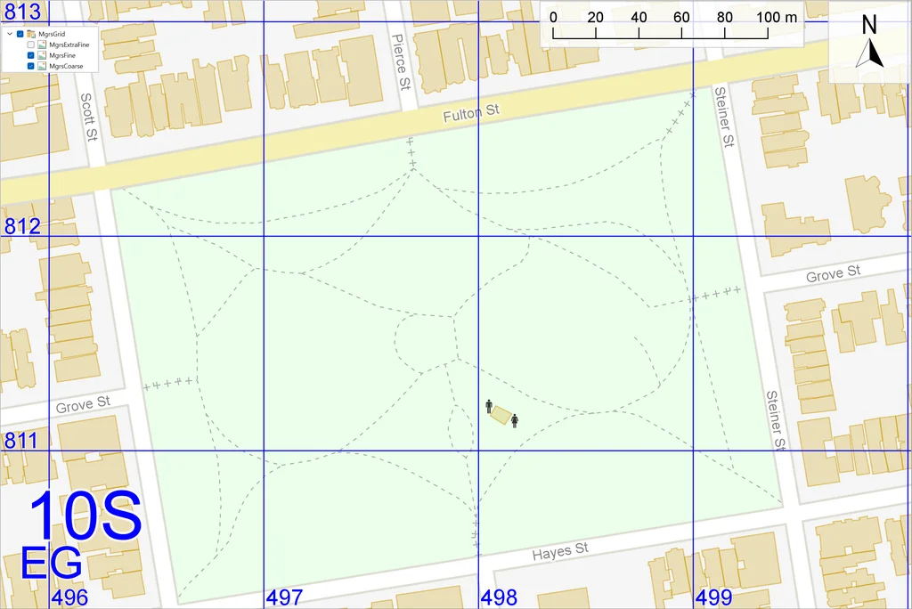 Park, MGRS in 100 m resolution