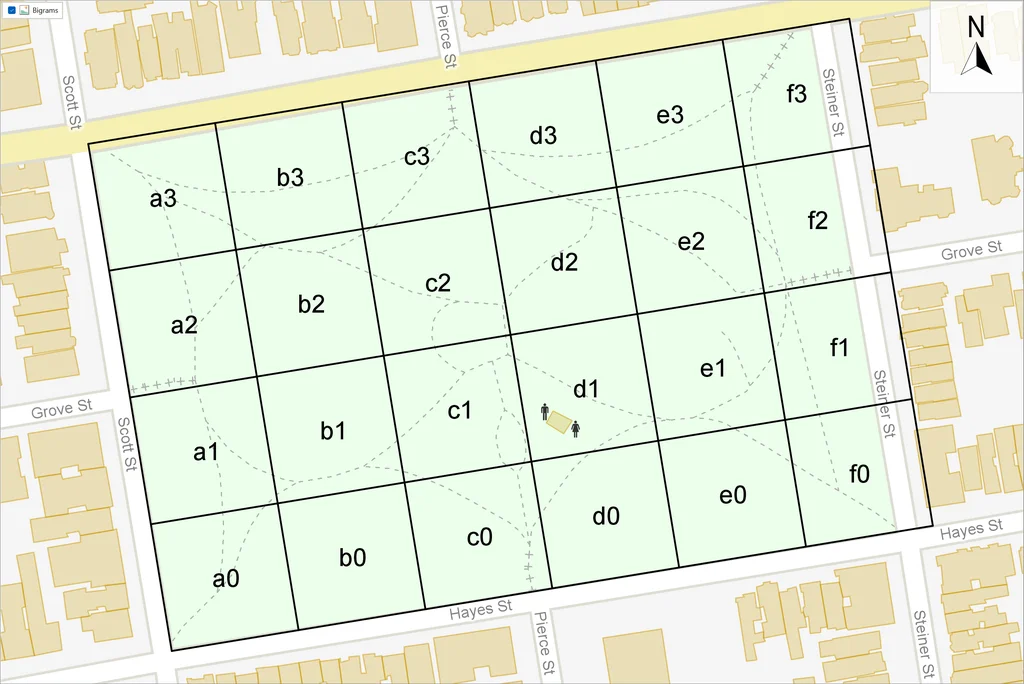 Park, a combined label for each square